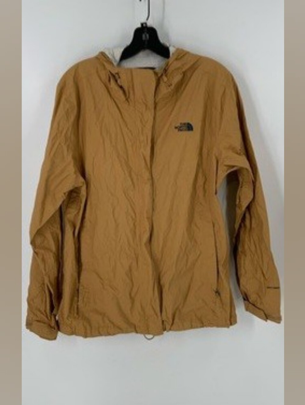 The North Face Hooded Waterproof Mustard Shell Jacket Coat Women XL Or men Large